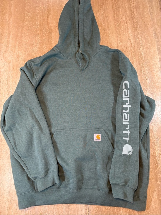 Carhartt Other - Carhartt Mens XL Loose Fit Sleeve Graphic Logo Hoodie Sweatshirt Heather Green